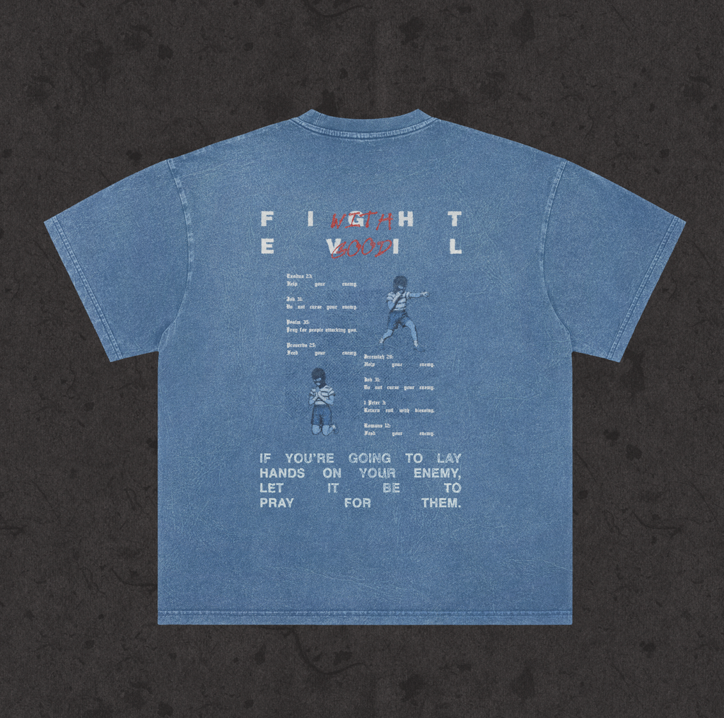 Faded Wash Loose Fit Tee | RGB Catch These Hands| Faded Wash Blue