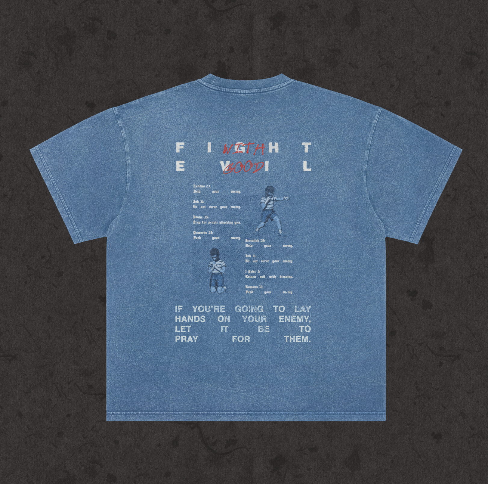 Faded Wash Loose Fit Tee | RGB Catch These Hands| Faded Wash Blue