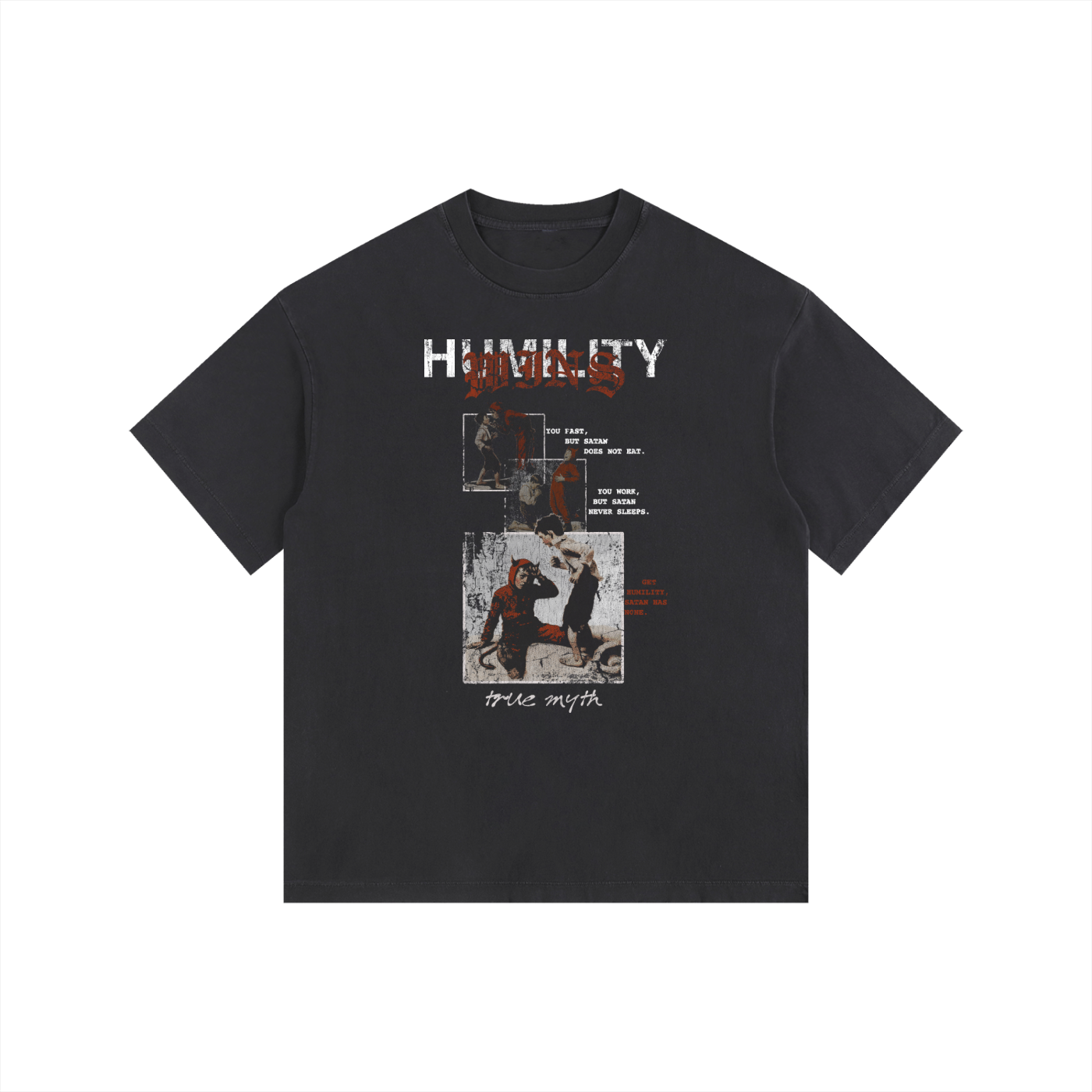 2XL & UP | Humility Wins | Retro Wash Black