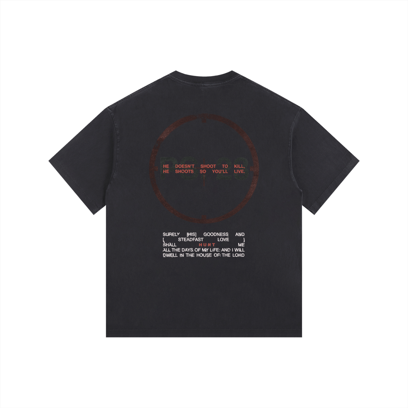 2XL & UP | Ps.23 The Hunt | Retro Wash Black