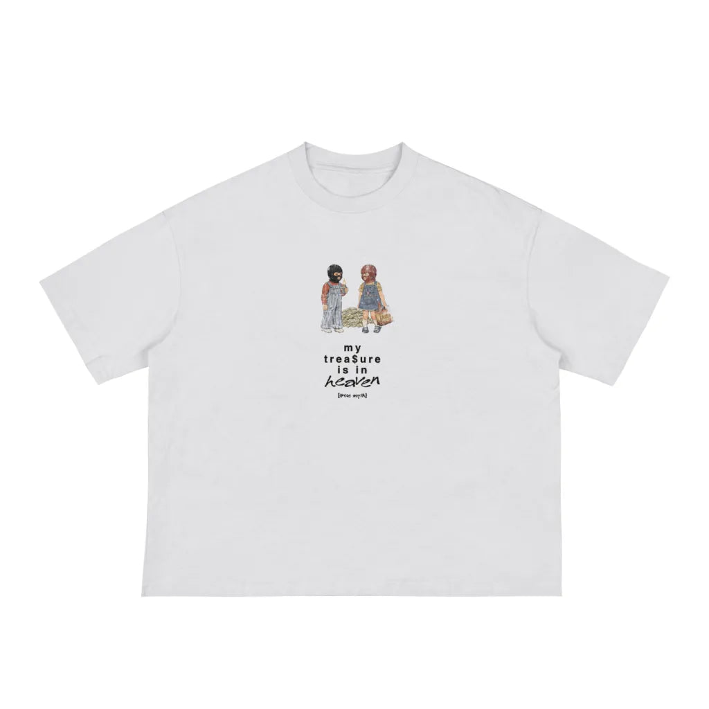 Cropped/Boxy Loose Fit Tee | My Treasure Is In Heaven | White