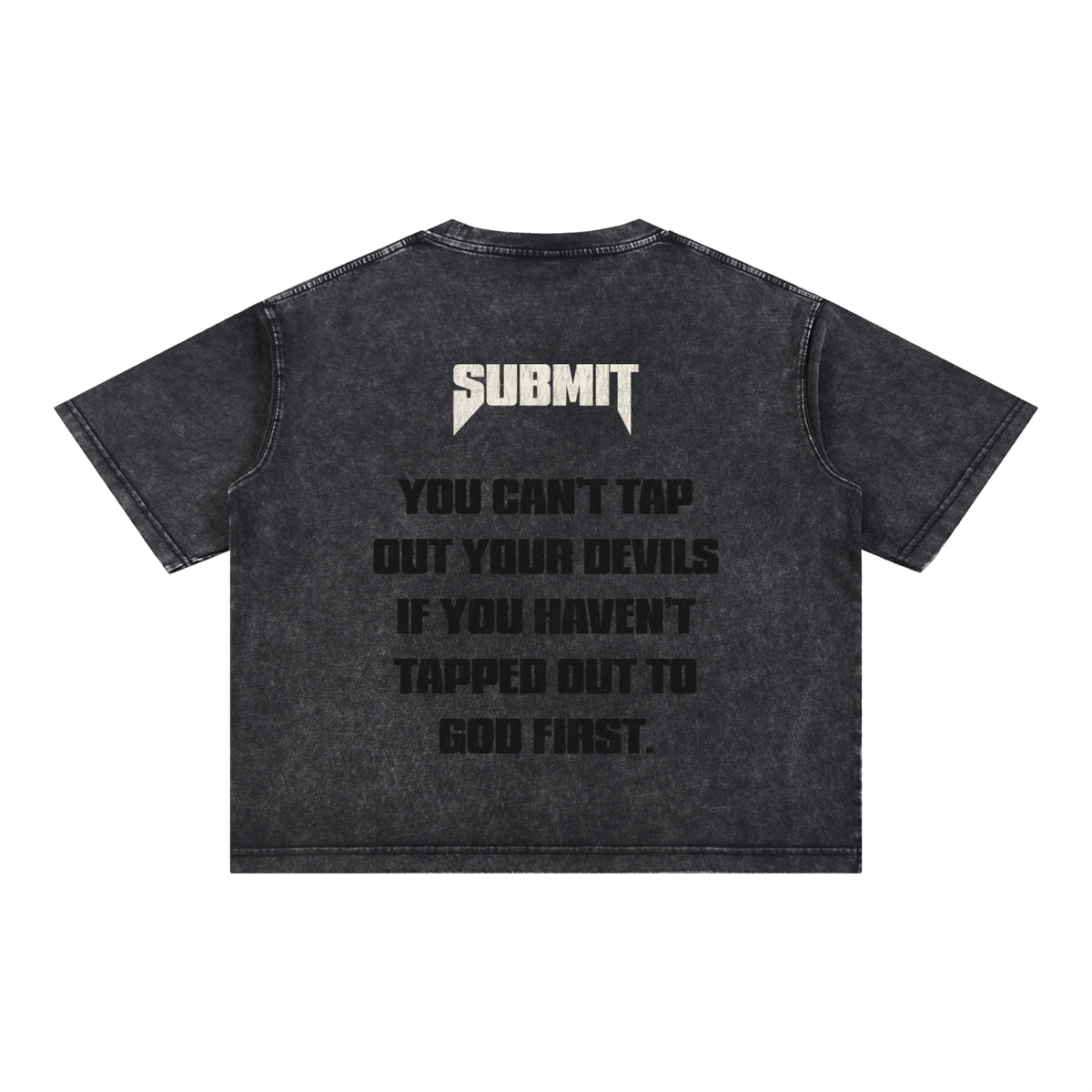 Submit-Victory Is Surrender boxy cropped tee, stone wash black, photo 4