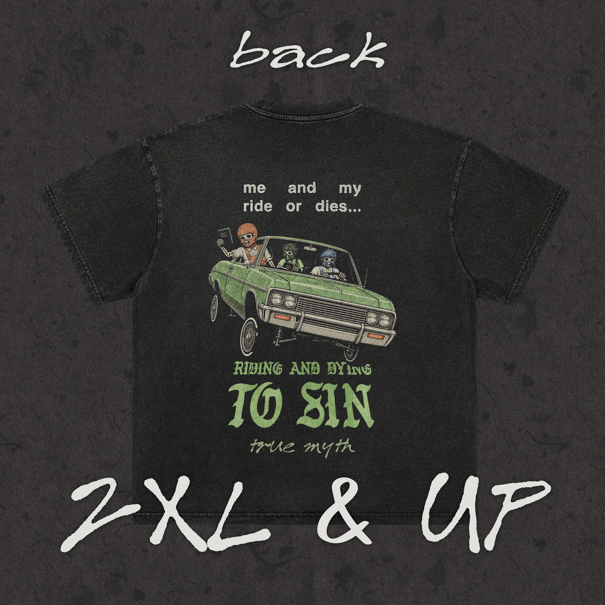 2XL & UP| Ride or Die to Sin | Retro Black