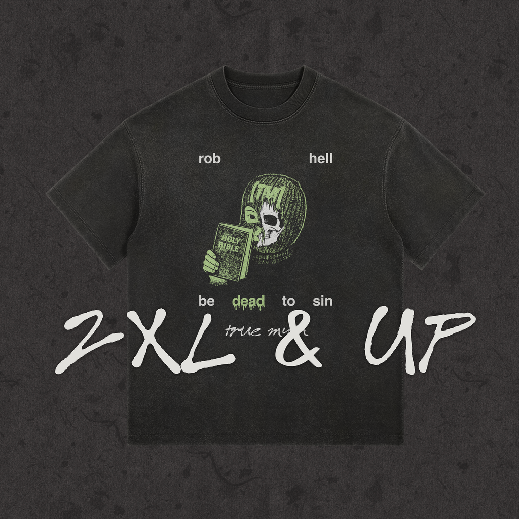 2XL & UP | Rob Hell-Be Dead To Sin | Retro Black