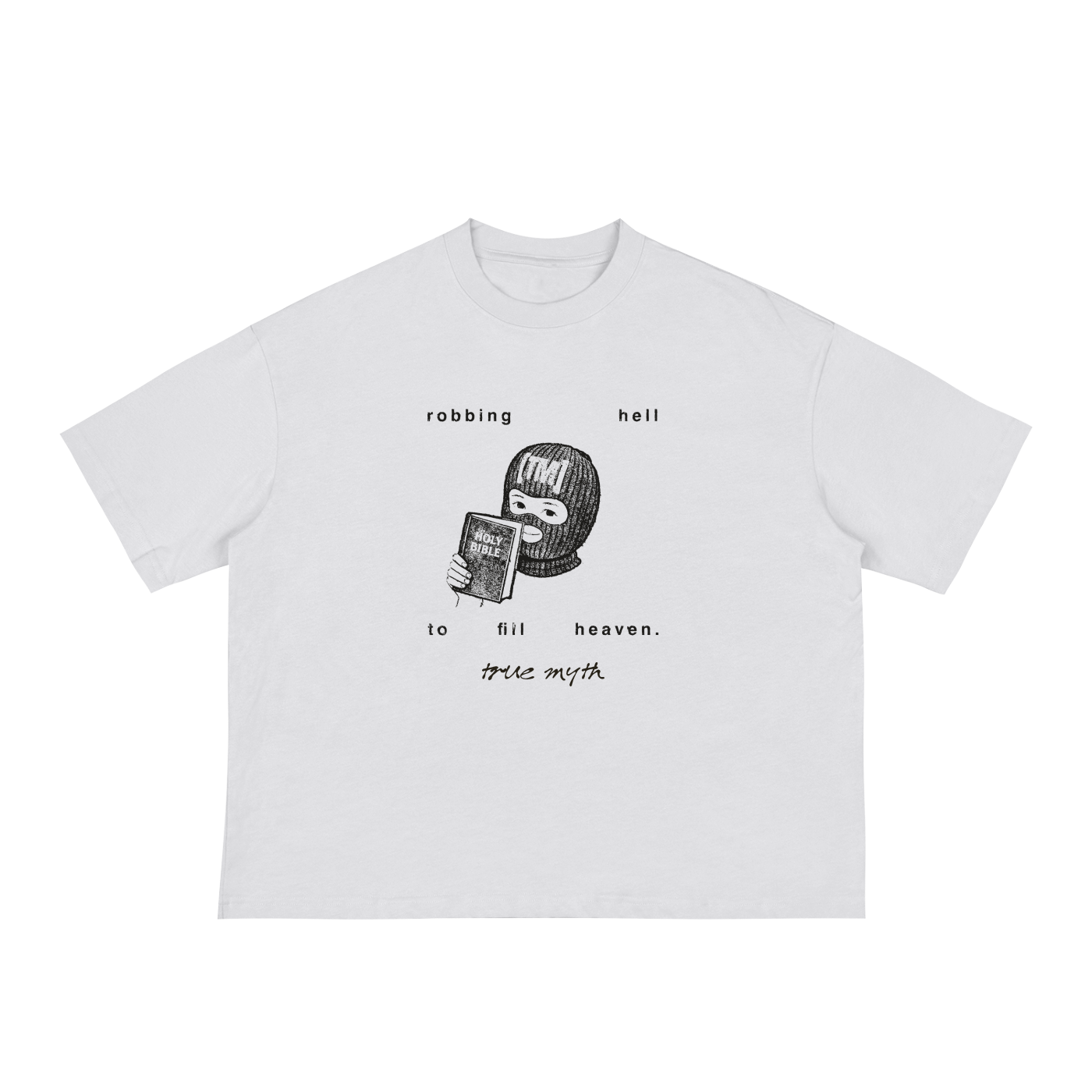 Cropped/Boxy Loose Fit Tee | Robbing Hell To Fill Heaven | White