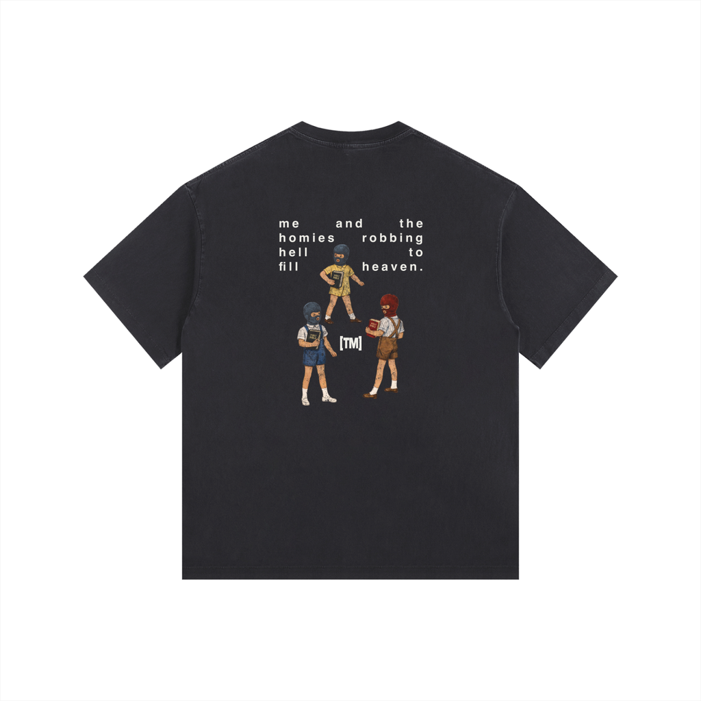 2XL & UP | Retro Wash Tee | Robbing Hell | Black