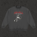 Sweatshirt with the hand-drawn 'Rob Hell-The Gates of Hell Will Not Prevail' design by True Myth, retro black