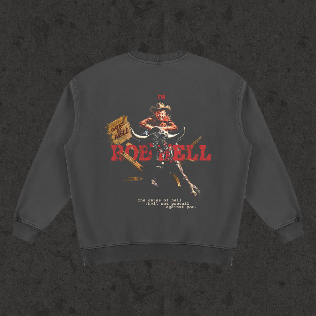 Rob Hell-The Gates of Hell Will Not Prevail sweatshirt, retro black, photo 2