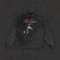 Retro wash long sleeve with the hand-drawn 'The Gates of Hell Will Not Prevail' design by True Myth, retro wash black