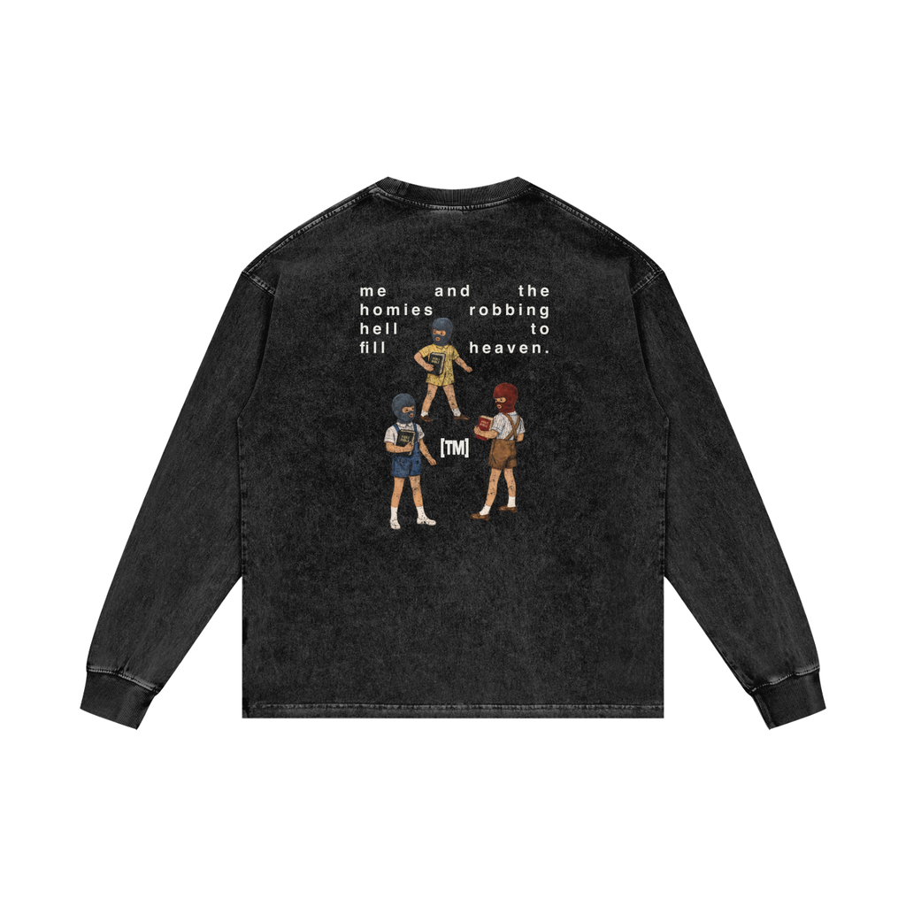 Robbing Hell To Fill Heaven retro wash long sleeve, retro wash black, photo 3