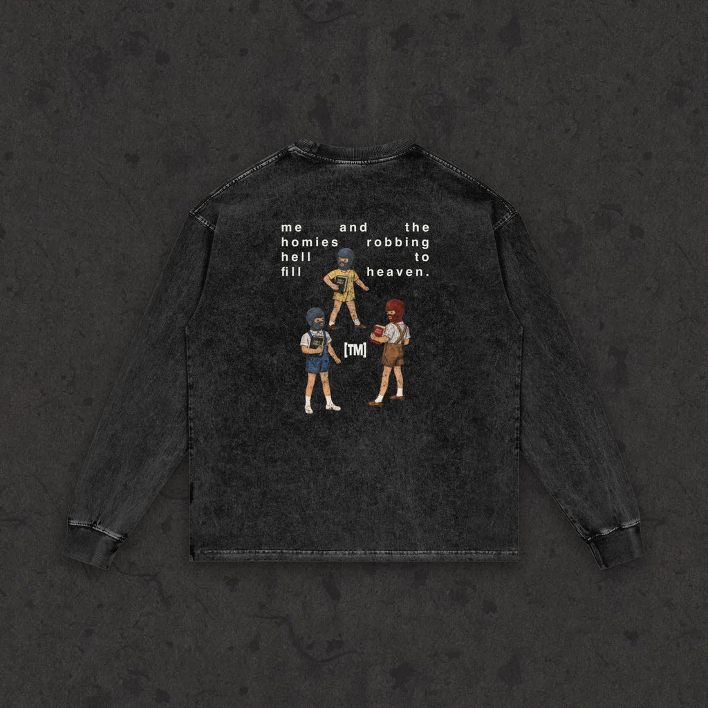 Robbing Hell To Fill Heaven retro wash long sleeve, retro wash black, photo 2
