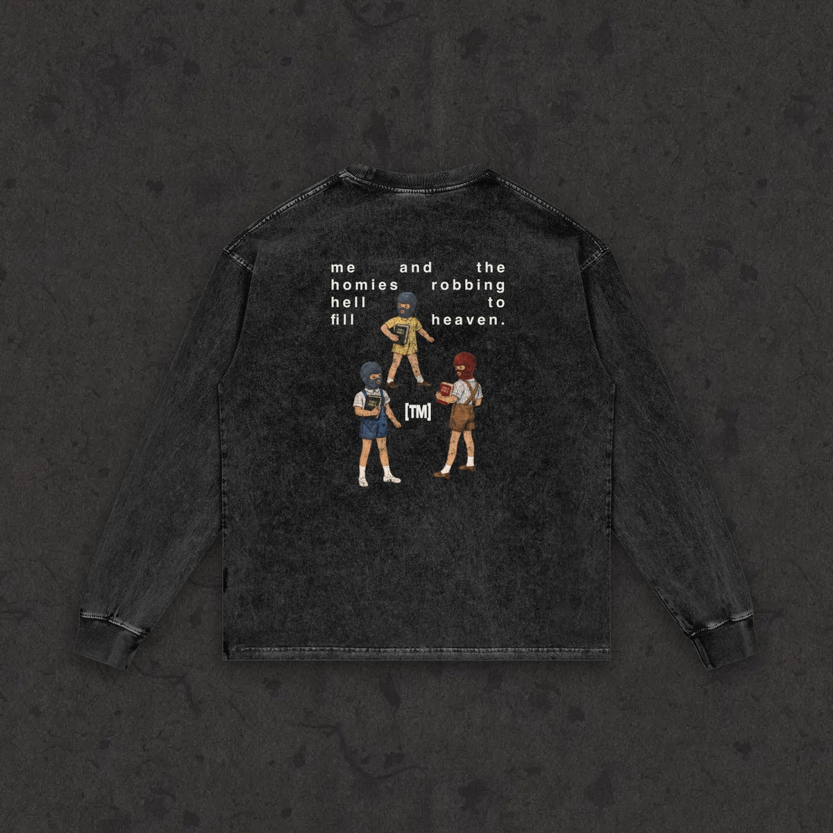Robbing Hell To Fill Heaven retro wash long sleeve, retro wash black, photo 2