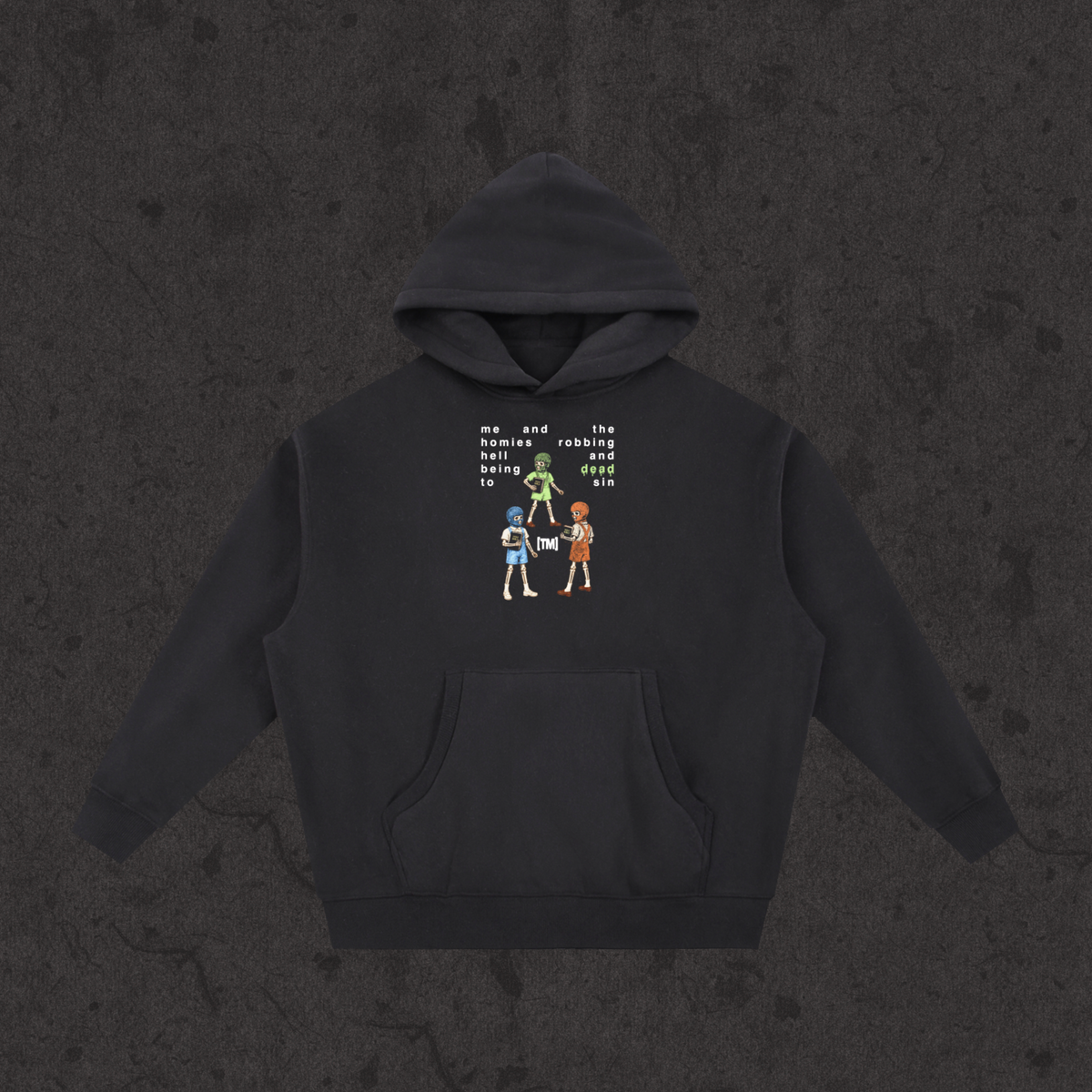 Oversized Boxy Fit Fleece Hoodie | Rob Hell-Be Dead To Sin | Black