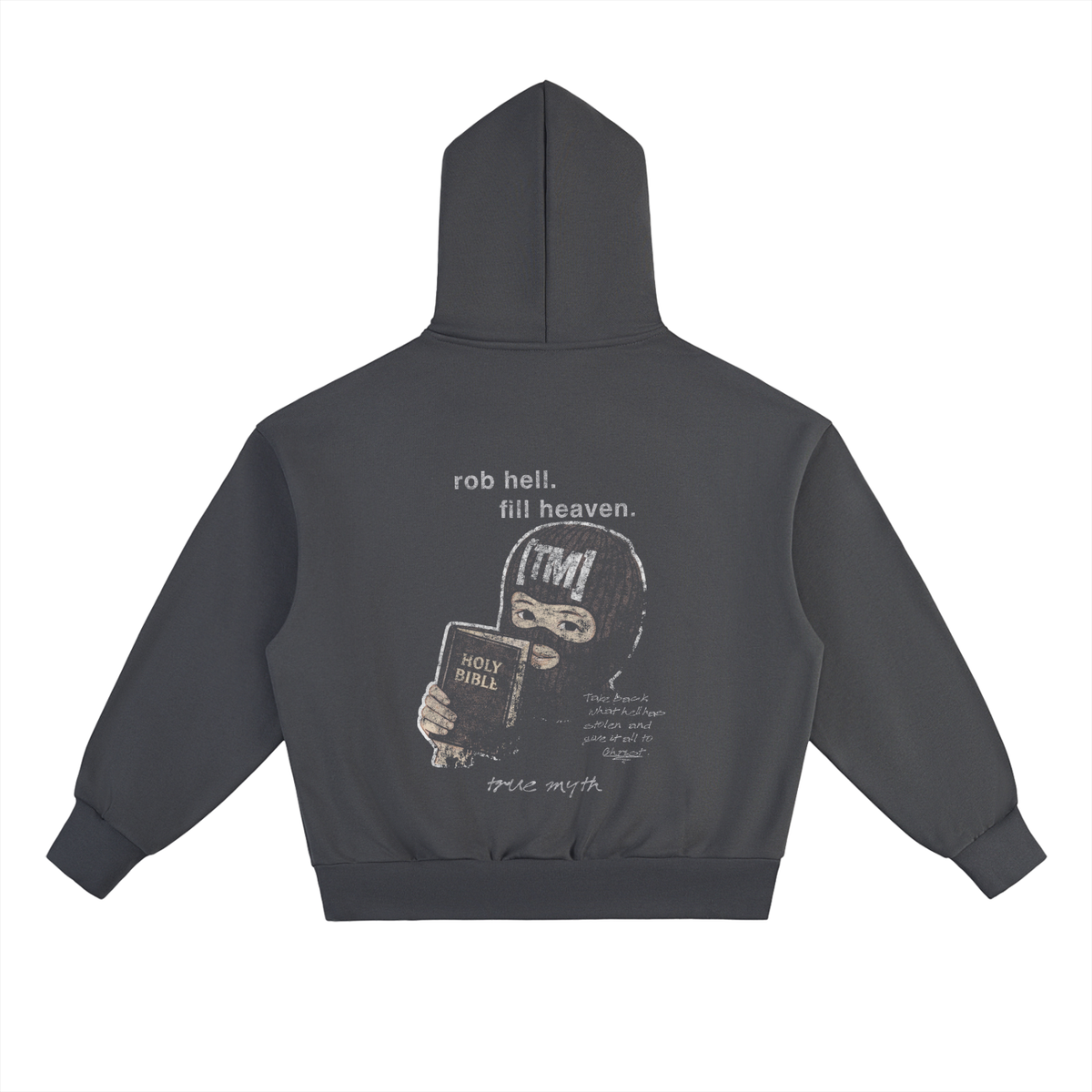 Robbing Hell To Fill Heaven 2XL & up hoodie, charcoal gray, photo 4