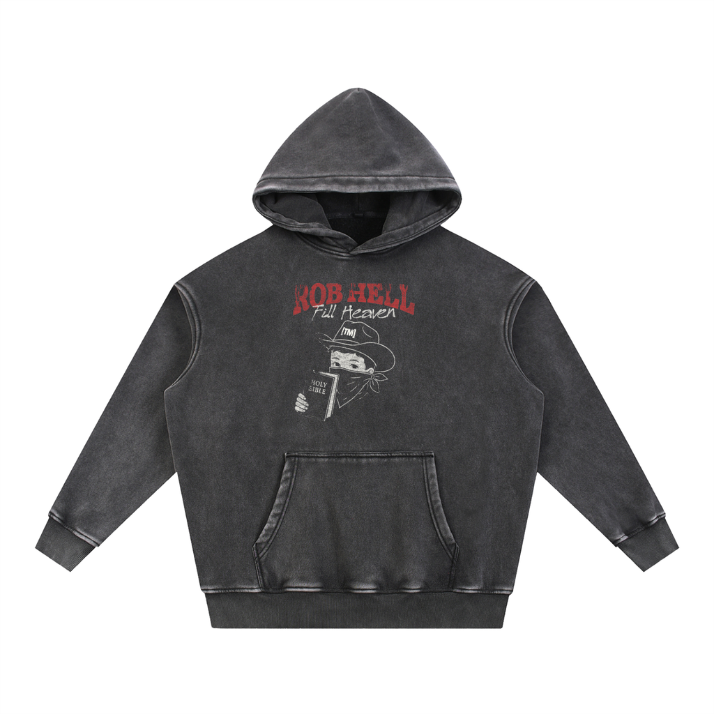 Rob Hell-The Gates of Hell Will Not Prevail oversized hoodie, retro black, photo 3