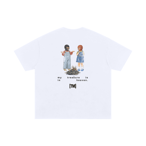 2XL & UP | Retro Wash Tee | My Treasure Is In Heaven | White