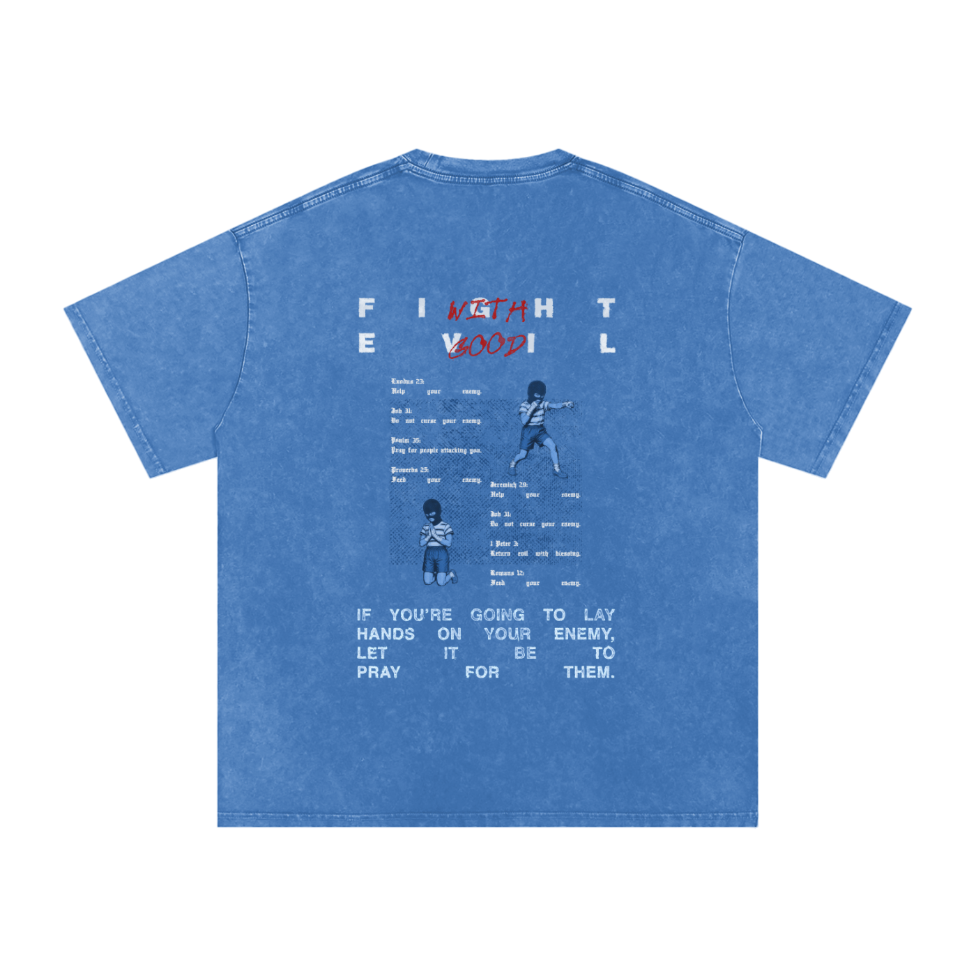 Faded Wash Loose Fit Tee | RGB Catch These Hands| Faded Wash Blue