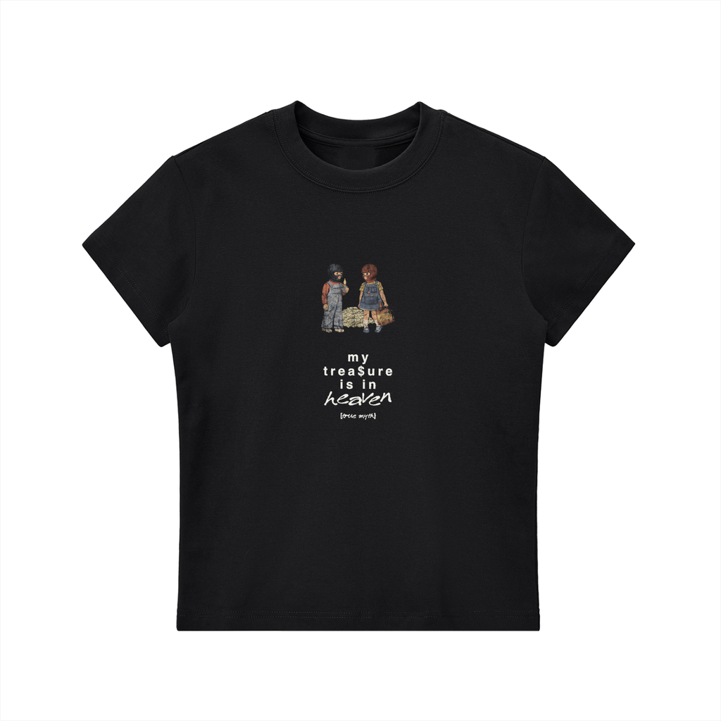 My Treasure Is In Heaven women's ultra slim tee, black, photo 3