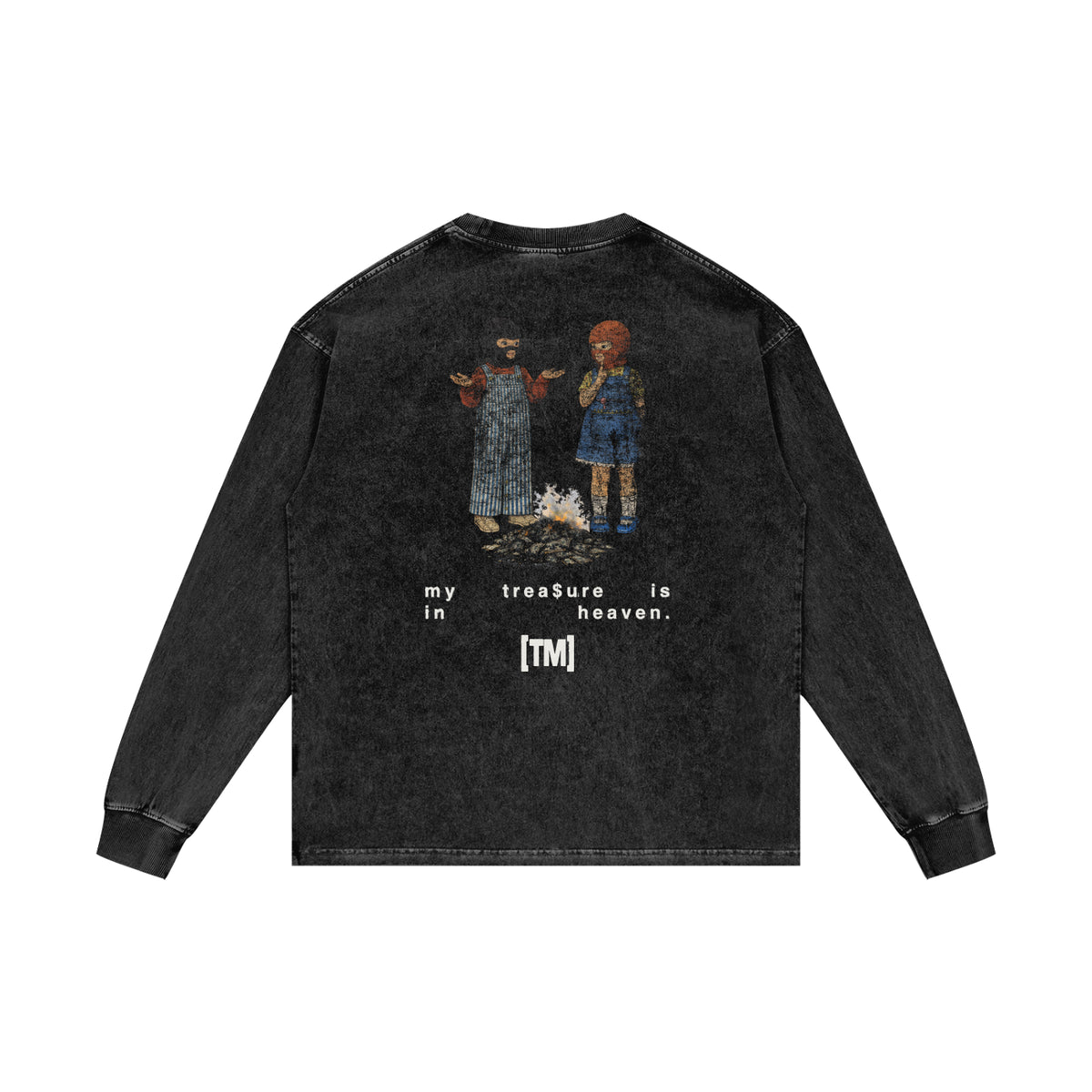 My Treasure Is In Heaven retro wash long sleeve, retro wash black, photo 4