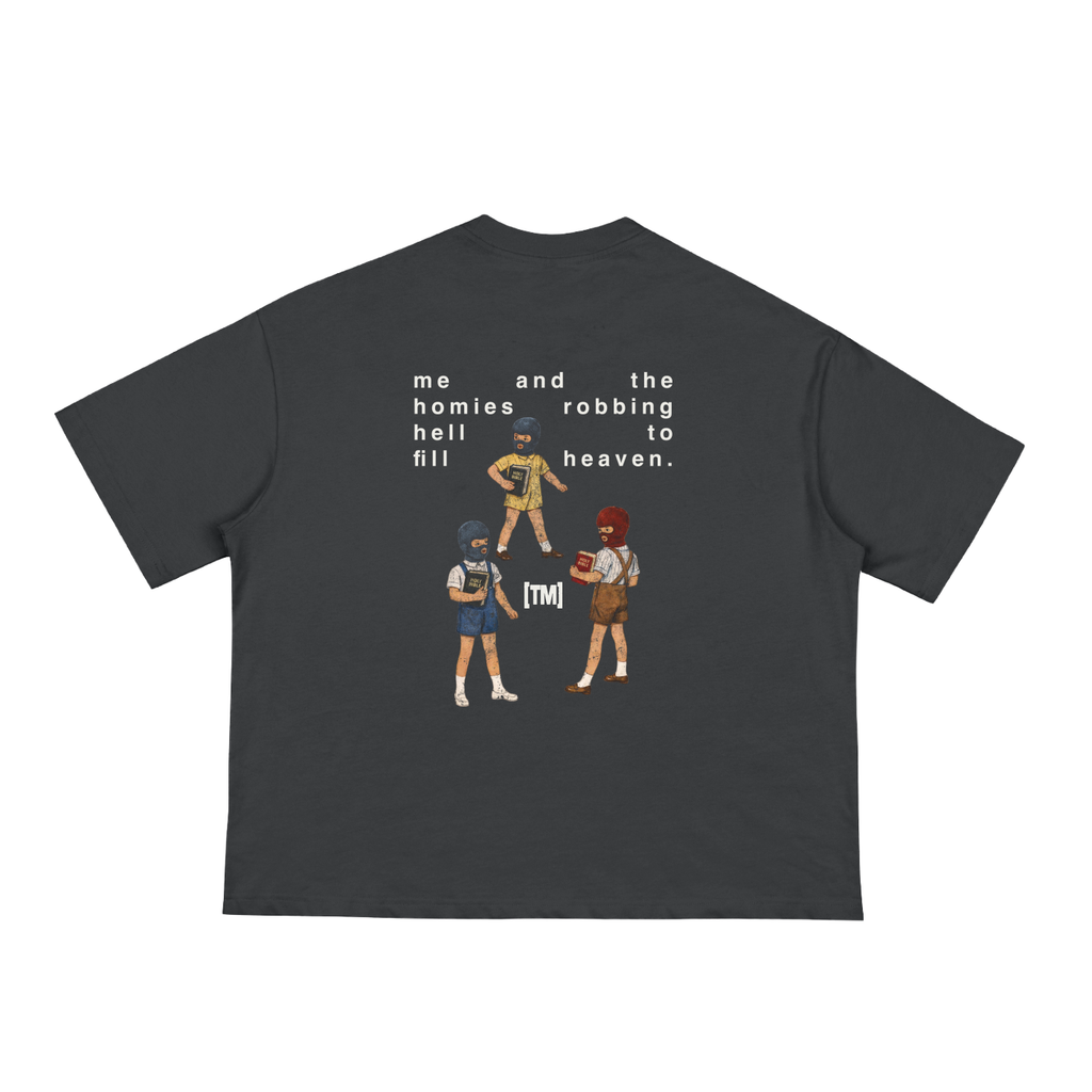 Cropped/Boxy Loose Fit Tee 1.0 | Robbing Hell To Fill Heaven | Black
