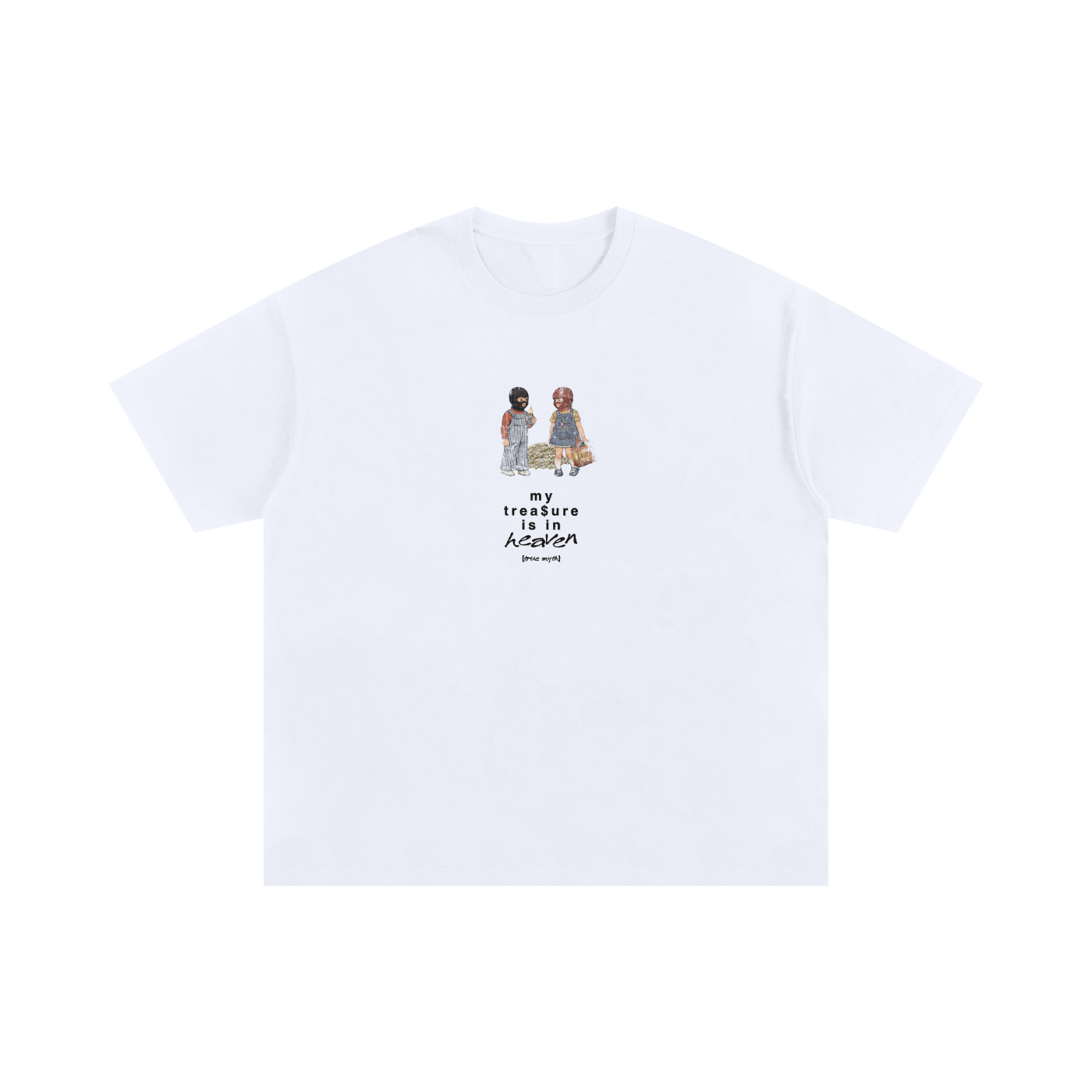 2XL & UP | Retro Wash Tee | My Treasure Is In Heaven | White