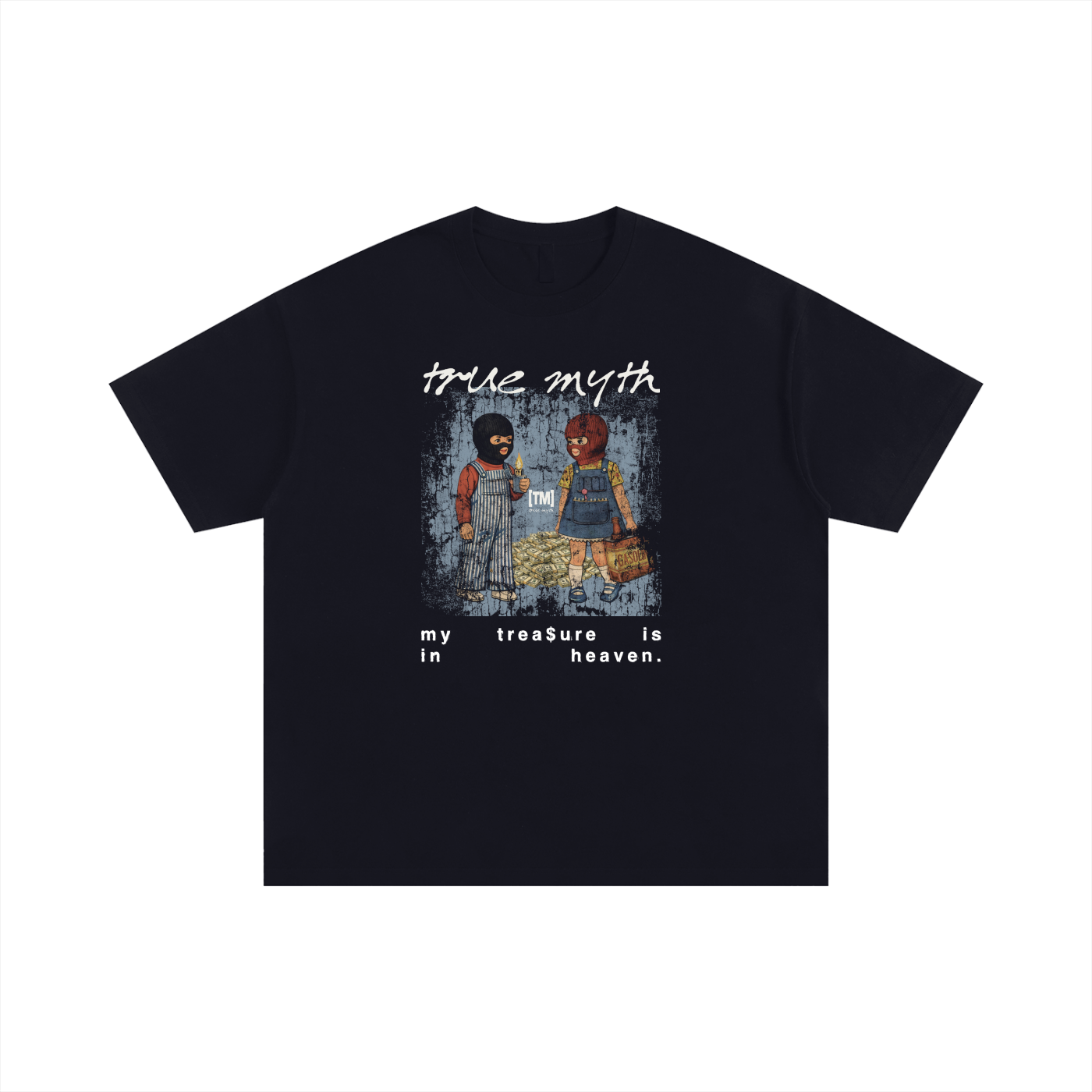 2XL & UP | Vintage Mural My Treasure Is In Heaven | Black