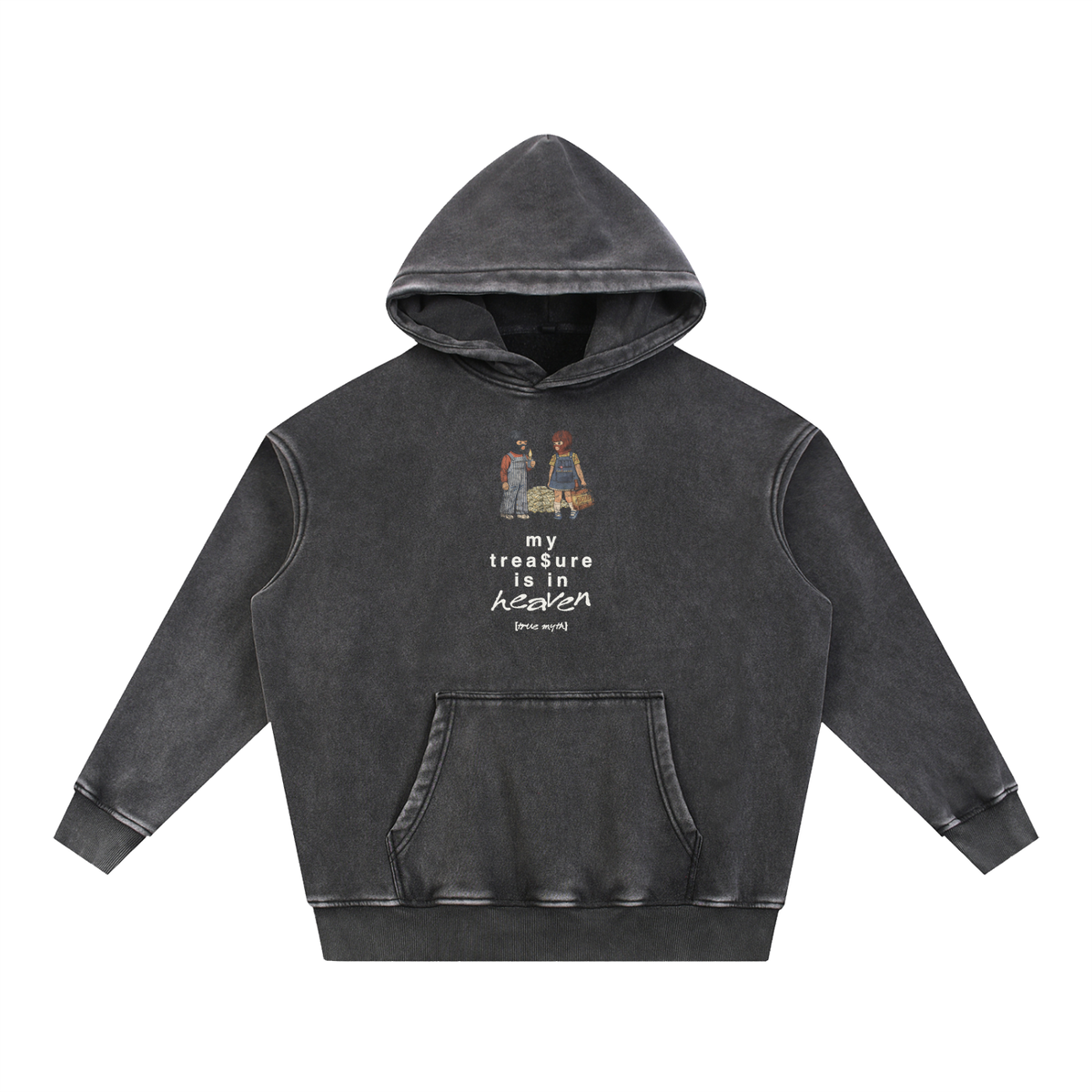 My Treasure Is In Heaven oversized hoodie, retro black, photo 3