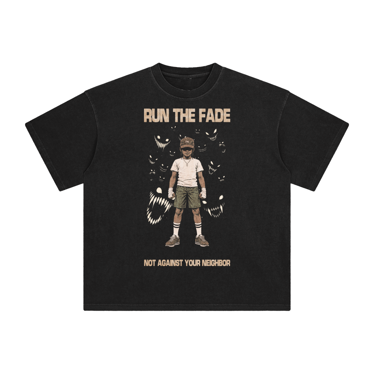 Run The Fade retro wash tee, retro wash black, photo 3