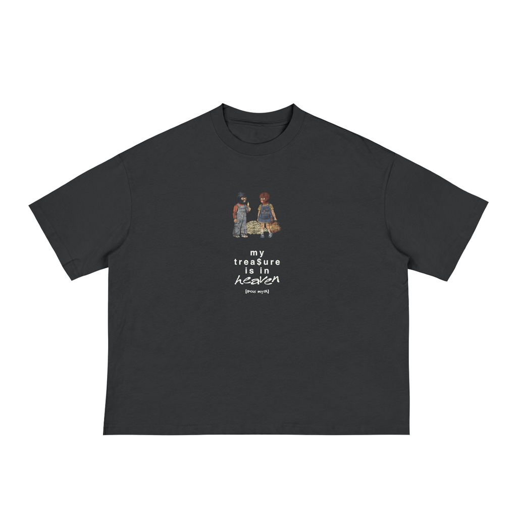 Cropped/Boxy Loose Fit Tee 1.0 | My Treasure Is In Heaven | Black