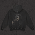 Oversized Retro Washed Hoodie | Robbing Hell To Fill Heaven | Retro Black