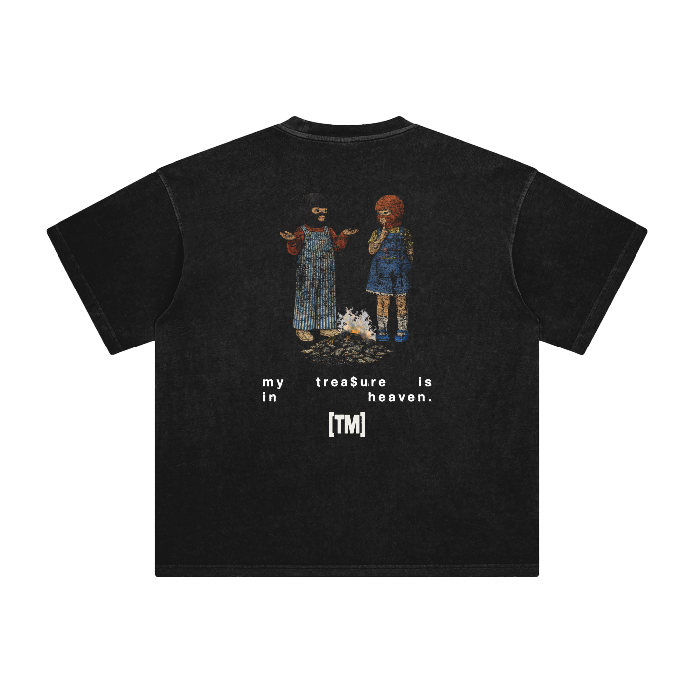 Retro Wash Loose Fit Tee | My Treasure Is In Heaven | Black