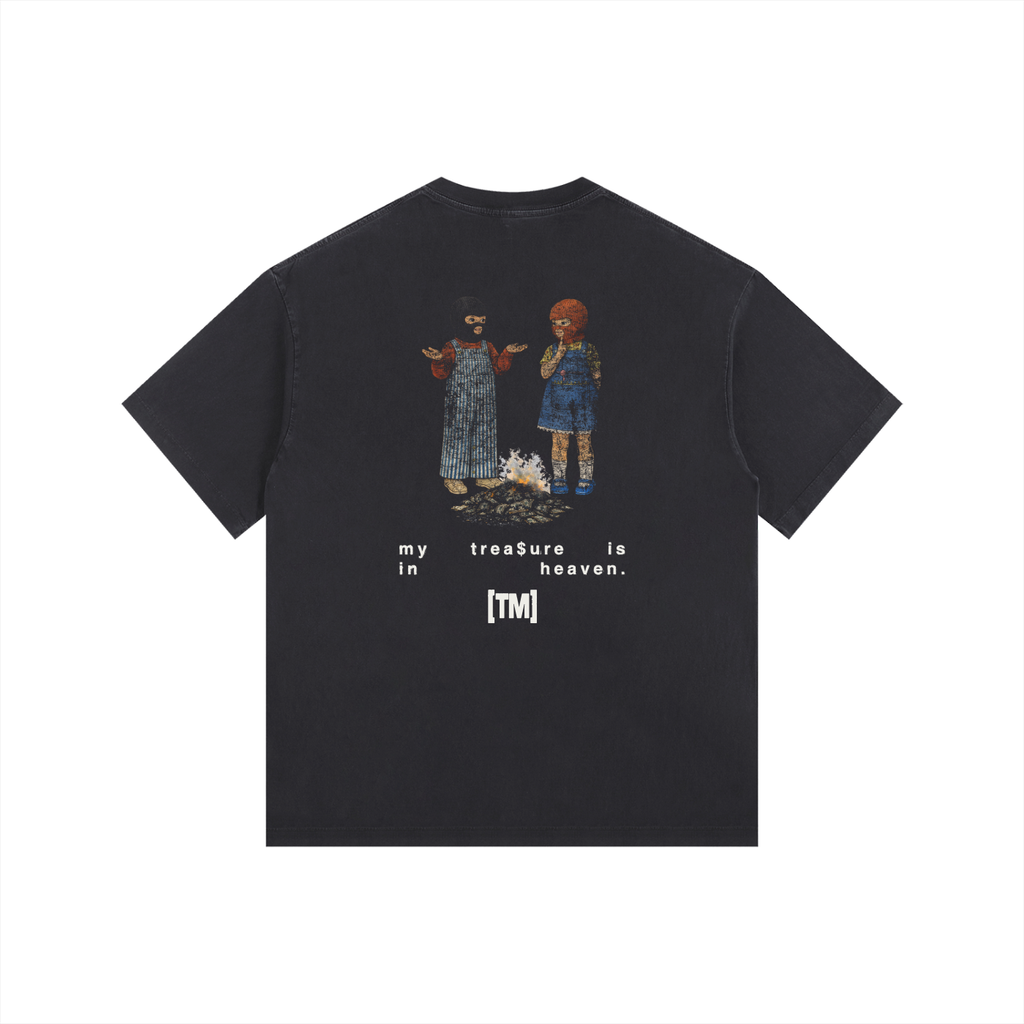 2XL & Up | Retro Wash Tee | My Treasure Is In Heaven | Black