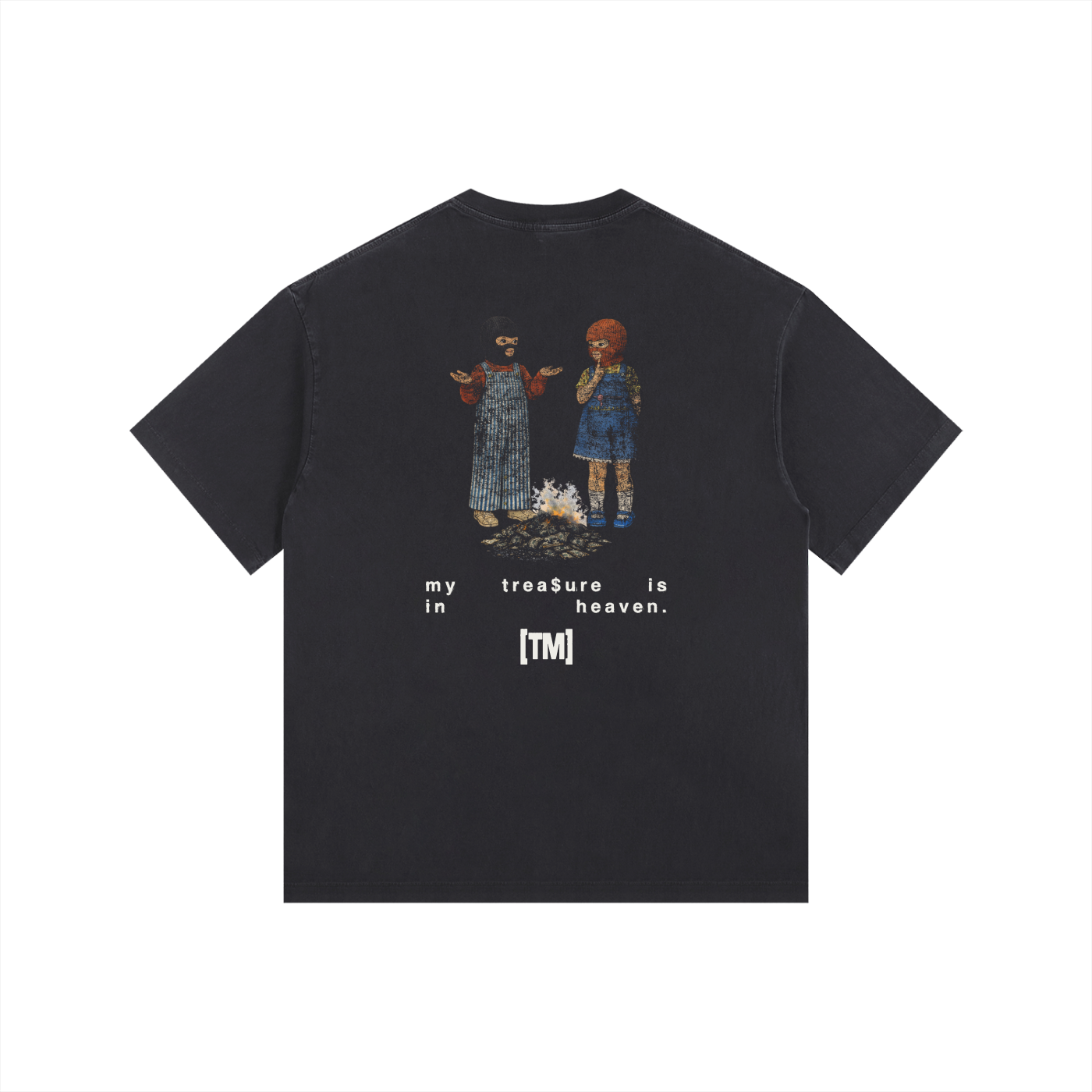 2XL & Up | Retro Wash Tee | My Treasure Is In Heaven | Black