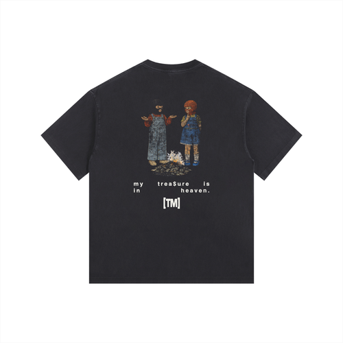 2XL & Up | Retro Wash Tee | My Treasure Is In Heaven | Black