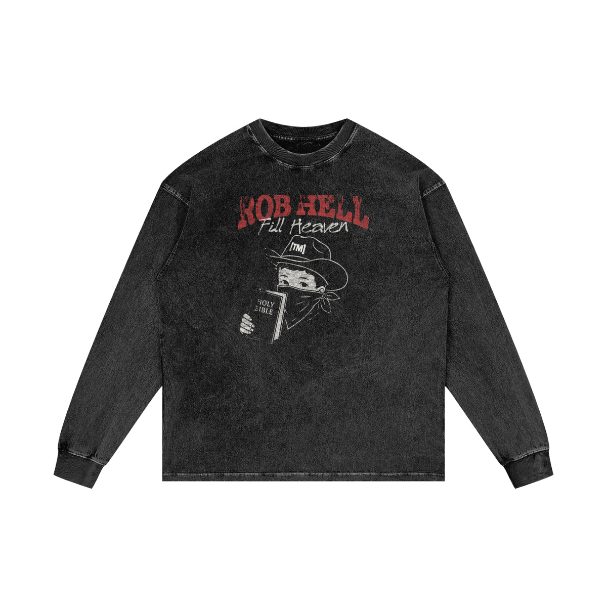 The Gates of Hell Will Not Prevail retro wash long sleeve, retro wash black, photo 3