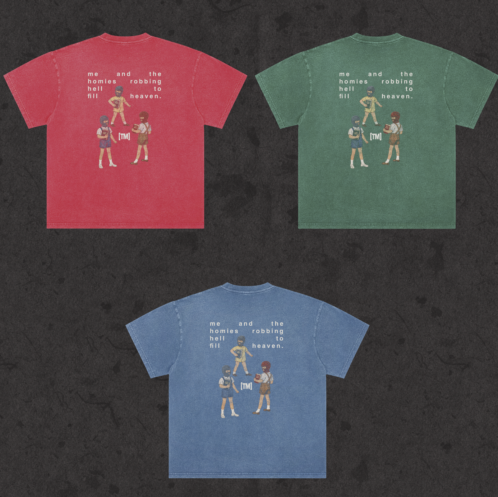 Faded Wash Loose Fit Tee | RGB Robbing Hell | Various Colors