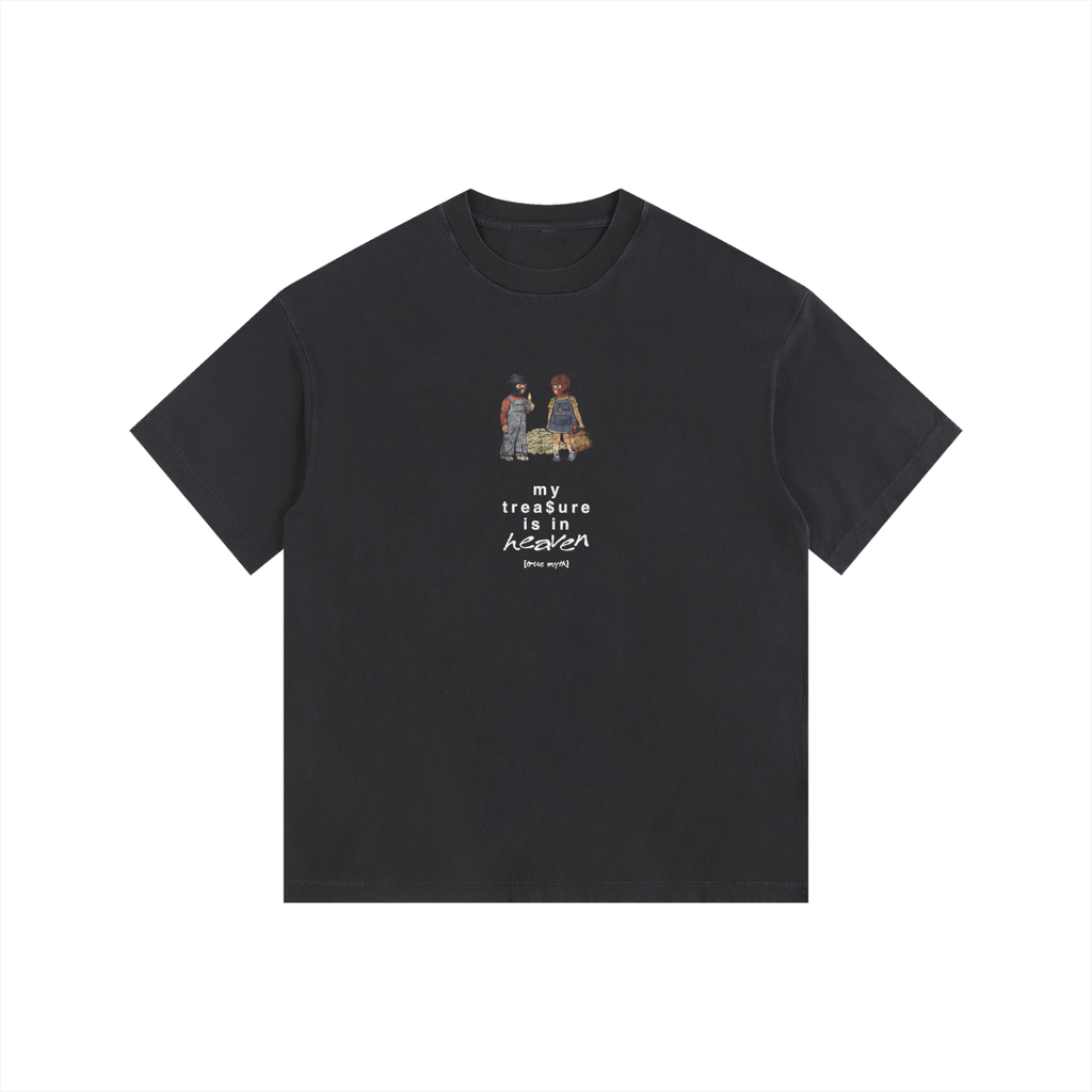 2XL & Up | Retro Wash Tee | My Treasure Is In Heaven | Black