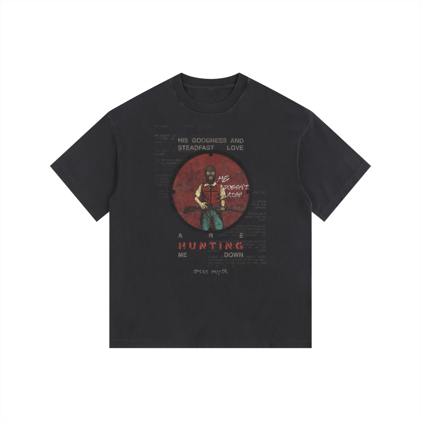 2XL & UP | Ps.23 The Hunt | Retro Wash Black