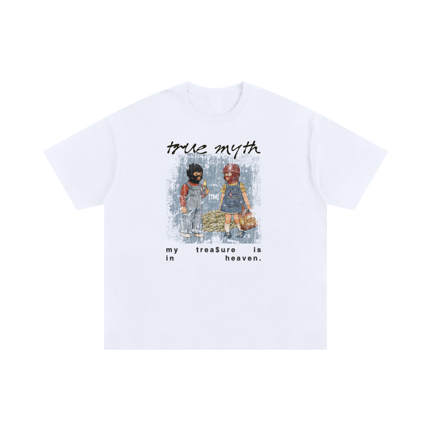 2XL & UP | Vintage Mural My Treasure Is In Heaven | White