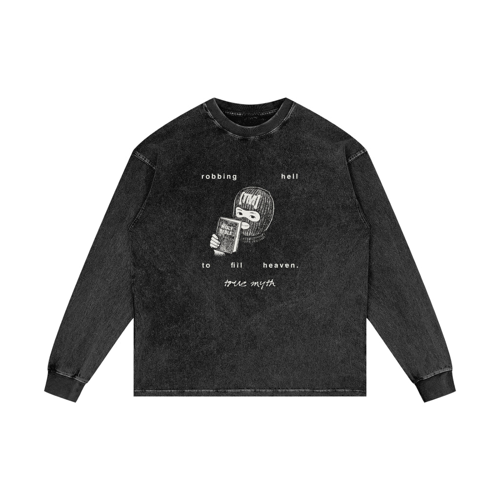 Robbing Hell To Fill Heaven retro wash long sleeve, retro wash black, photo 4
