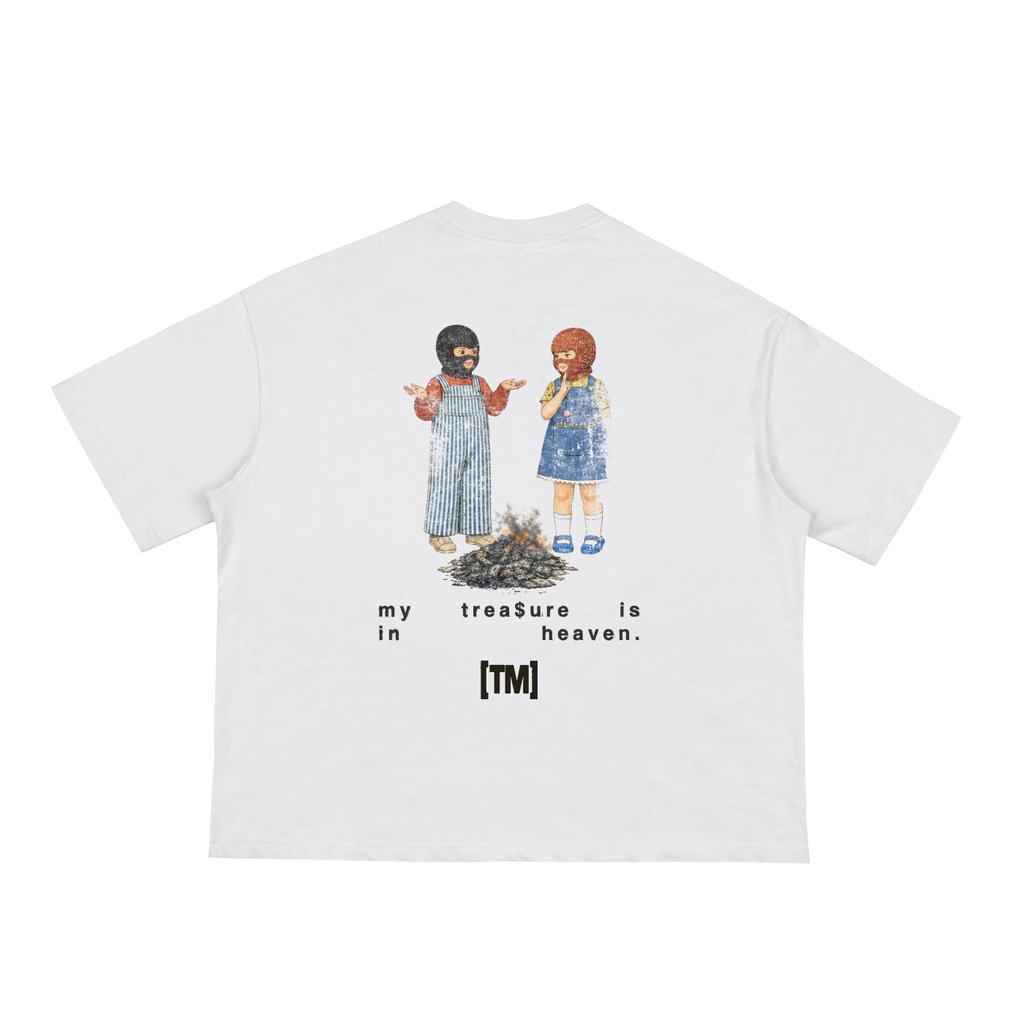 Cropped/Boxy Loose Fit Tee 1.0 | My Treasure Is In Heaven | White