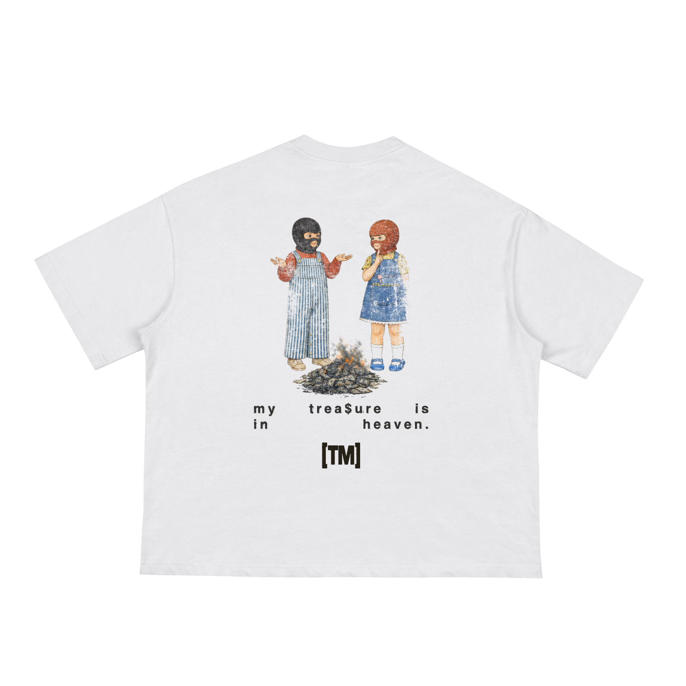 Cropped/Boxy Loose Fit Tee | My Treasure Is In Heaven | White