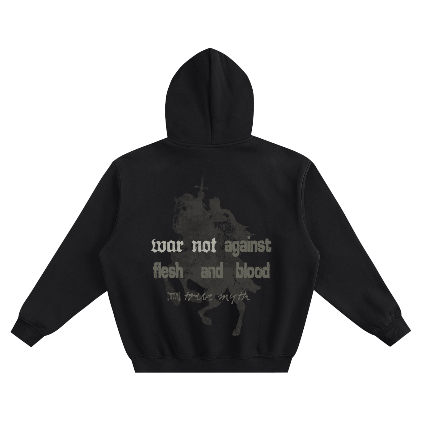 Boxy Fit Hoodie (Black) | War Not Against Flesh and Blood