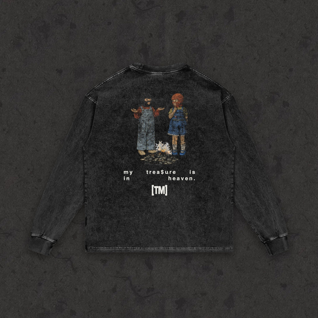 My Treasure Is In Heaven retro wash long sleeve, retro wash black, photo 2