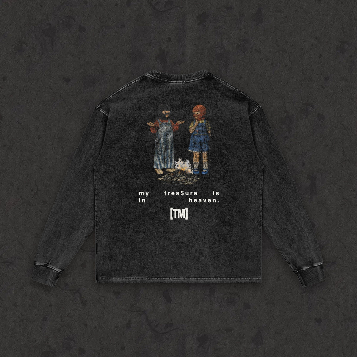 My Treasure Is In Heaven retro wash long sleeve, retro wash black, photo 2