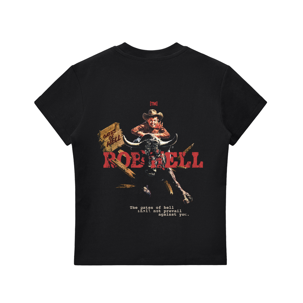 The Gates of Hell Will Not Prevail women's ultra slim tee, black, photo 4