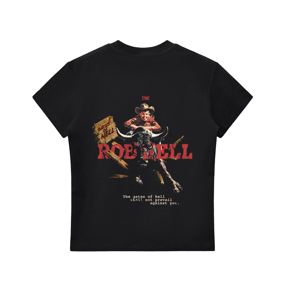 The Gates of Hell Will Not Prevail women's ultra slim tee, black, photo 4
