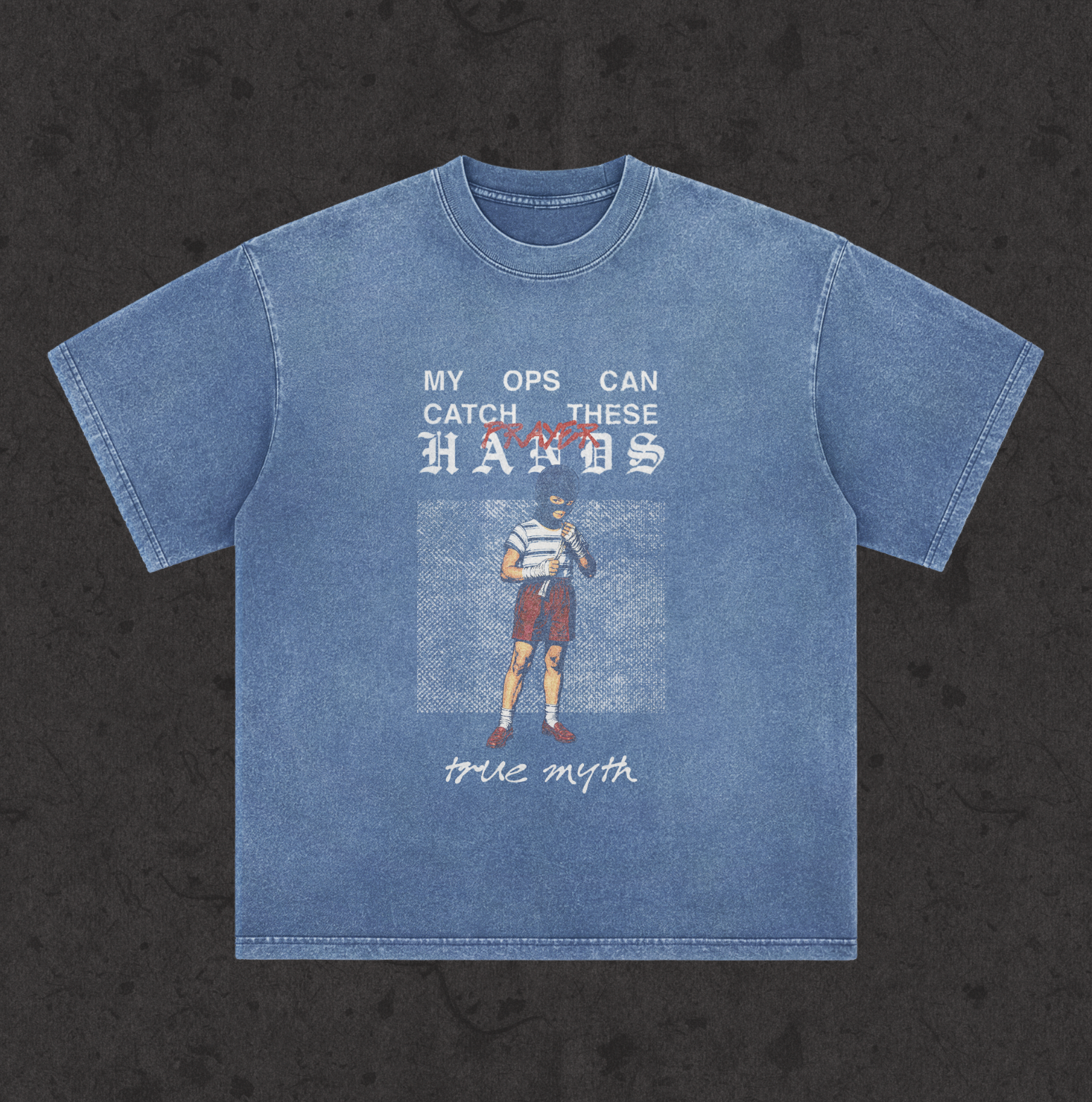 Faded Wash Loose Fit Tee | RGB Catch These Hands| Faded Wash Blue