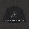 Kids sweatshirt with the hand-drawn 'Robbing Hell To Fill Heaven' design by True Myth, black