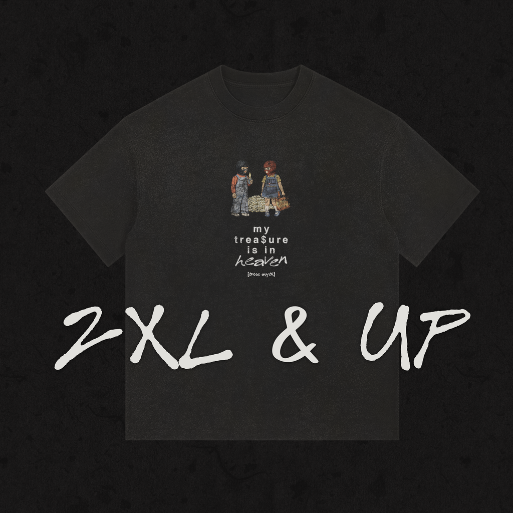 2XL & Up | Retro Wash Tee | My Treasure Is In Heaven | Black